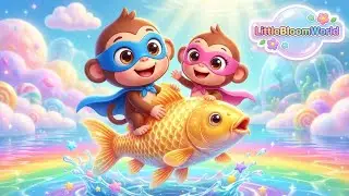 Tom & Mia and the Golden Carp 🐟✨ Magical Water Race | Superhero Monkeys | LittleBloomWorld #kids