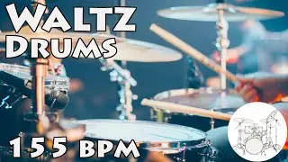Play Along Drums Waltz 155 bpm :: Ritmo Para Tocar Vals 155 bpm