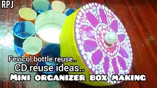 💫Mini craft organizer box making|CD craft ideas|#RPJeysri arts and crafts|Fevicol bottle reuse✨