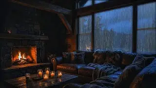 Cozy Room 🌧️🔥 Rainy Night Cabin with Fireplace | Relax, Sleep & Stress Relief