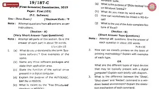BCA 1ST SEM PC SOFTWARE C 2019 | VBSPU