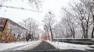 Beautiful Relaxing Snow Drive in Wonderful Science City of Germany 🇩🇪 Darmstadt P2/2 #viral #4k