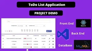 ToDo List Project Demo ReactJs, Asp.Net Core & MySQL In Hindi With Detail Explanation.