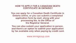How to apply for a Canadian Death Certificate in Ontario?