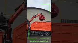 Truck-mounted roll-off equipment with crane and grab on hardox dumpster 💪💪 superstrong for scrap