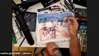 Marina Grechanik draws a beach scene! Sketching demo for Street View World Tour 🌍