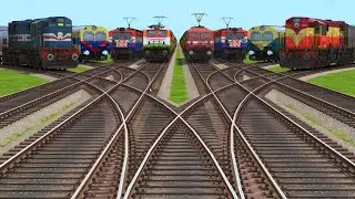 EIGHT TRAINS 🎉CROSSING FOR X BRANCHED RAILROAD TRACKS BROWN RAIL LINES| Train Simulator Classic