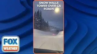 Snowbanks Tower Over Roads In California's Sierra Nevada