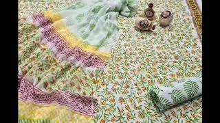 Pure cotton hand block printed suits with chiffon Dupatta ||  Latest Design Of Block printing suits
