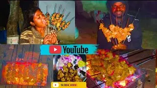 Family ke sath chicken 🍗 🍗 kabab....village style me..😋😋