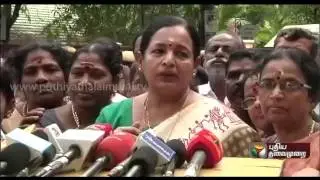 ADMK spokespeson C. R. Saraswathi addressing reporters regarding the CM's health