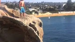 cliff jumping a the Gap in watson bay  cliff number 4 near camp cove NSW Sydney Australia