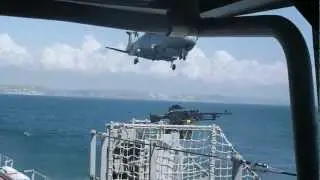 Royal Navy Merlin Helicopter Landing - HMS Bulwark
