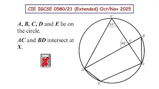 A, B, C, D and E lie on the circle. AC and BD intersect at X. Angle ACD = 55° and angle CXD = 88°.