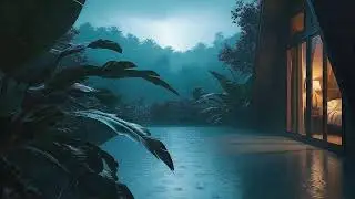Rainy Jungle Cabin with Sky Drums Thunder for Faster Sleep 🌧️