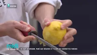 Mi-cuit d'espadon pané aux sésames et fleurs de courgettes farçies
