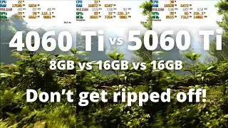 RTX 5060 Ti Review vs 4060 Ti 8GB and 16GB- Over 50 Benchmarks, 1440p, 1080p, Ultra, Med, FG, DLSS