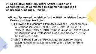 Board of Psychology Meeting (Part 2) - July 9, 2020