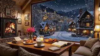 Exquisite Winter Jazz Caf&eacute; ☕ Quiet Coffee Shop Ambience with Cozy Fireplace for Study, Work & Relax