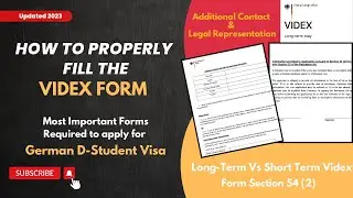 Videx Form For German National Visa 2023 | Form 54 | Additional Contact
