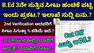 B.Ed 3rd Round 2025 College Selection List Tomorrow | B.Ed 3rd Round Merit List Cut Off ಎಷ್ಟು?