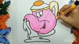 How to color a Teapot  🫖 . Tea pot seems very happy while being filled with colour 😊☺. Enjoy😉