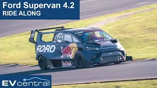 Flat out in the Ford Supervan 4.2 with F1 driver Liam Lawson at the wheel