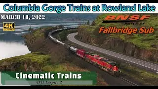 Columbia River/ Rowland Lake Trains (4K) | BNSF Fallbridge Sub | Mar. 28, 2022 | DJI Inspire 2