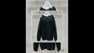 Women's sweater New elastic knitted long sleeved top for autumn 2025 Lace patchwork pullover Cash...