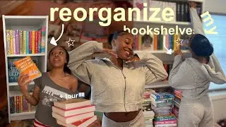 re-organize my bookshelves with me + bookshelf tour 🎧💌*chaotic*