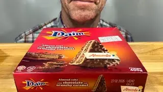 ASMR Unboxing & Mukbang Almondy Daim Swedish Almond Cake with Crunchy Caramel & Chocolate Layers