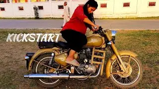 GIRL STRUGGLING WHILE KICK STARTING BULLET 🔥🔥🔥 #girlrider #bulletgirl #khanduribabavlogs