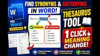 How to Find Synonyms and Antonyms of Any Text  In Word Document | Thesaurus  Option In Word Document