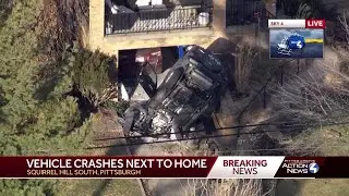 Jeep overturns, crashes against home in South Pittsburgh