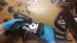 How to repair and assemble Makita UC3503A chain saw oil pump replace