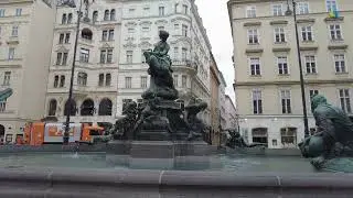 Thunder Fountain or Donnerbrunnen at the New Market in Vienna. - Vienna Austria - ECTV