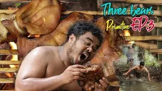 primitive survival tool Locality man grilled boar's head on bamboo and kick thief into canel. ep.3