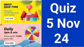 Daily Amazon Quiz Time//Daily Spin and win quiz 5 November 24