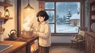 Peaceful Ghibli-Style Piano Ambience | Cozy Winter Evening at Home