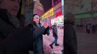 Times Square live walking tour RECORD SNOWFALL