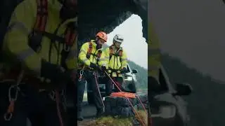 DRAMA ON THE CLIFF: Baby Bear Stop Car to Save Mother Hanging from High Canyon Edge! #shorts #nature