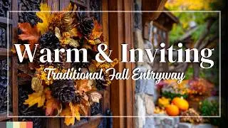 Traditional Autumn Home Entryway Ideas | Classic molding & pumpkins offer a stately seasonal welcome