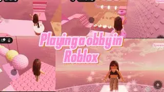 Playing a obby in Roblox
