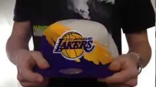 Lakers 'PAINTBRUSH SNAPBACK' White-Gold-Purple Hat by Mitchell & Ness