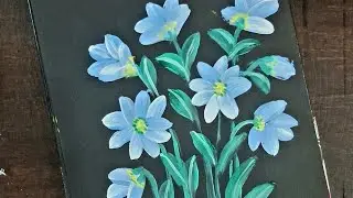 Easy blue flower painting with acrylic colours 💙🤍 #viral #trending 