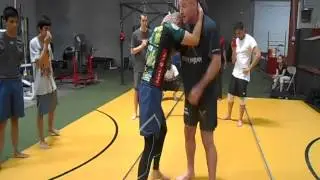 Lethwei / Naban adapted to MMA Dropstep from the clinch to set up lead piston knee