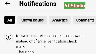 Known issue: Musical note icon showing instead of channel verification check mark