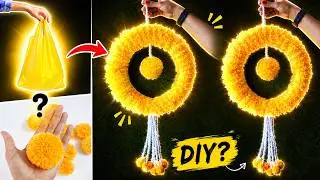 पॉलीथिन और प्लास्टिक बैग से गुलदस्ता बनाने का तरीका /EASY POLY BAG & PLASTIC BAG GULDASTA/WALL DECOR