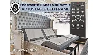 Sven & Son King | Adjustable Bed Base | Frame Individual Head Tilt & Lumbar USB Ports | Zero Gravity