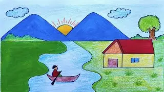 Easy Scenery Drawing for School Students#Student Art#studentproject #Wow Wow Art